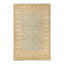 Ornate Persian-inspired area rug with intricate blue and beige designs.