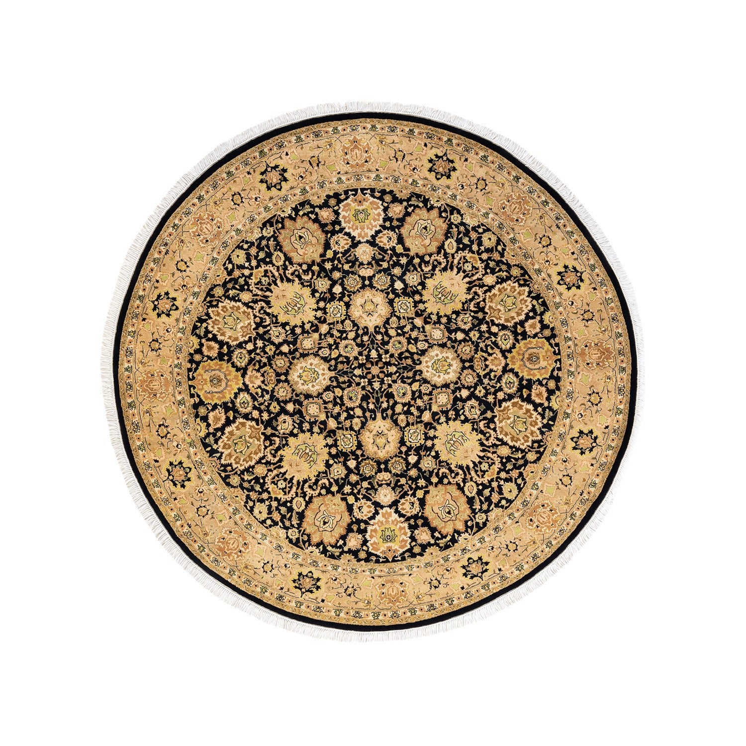 Intricate Persian-style rug with detailed floral and geometric designs.