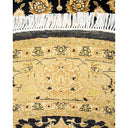 Luxurious hand-woven oriental rug with intricate patterns, antique aesthetic.