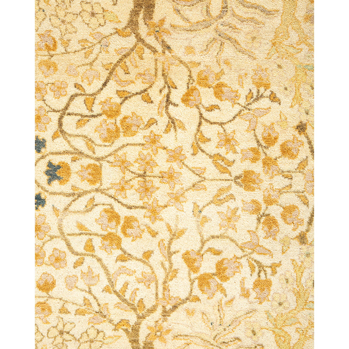 Close-up view of a high-quality, ornate floral rug with traditional design.