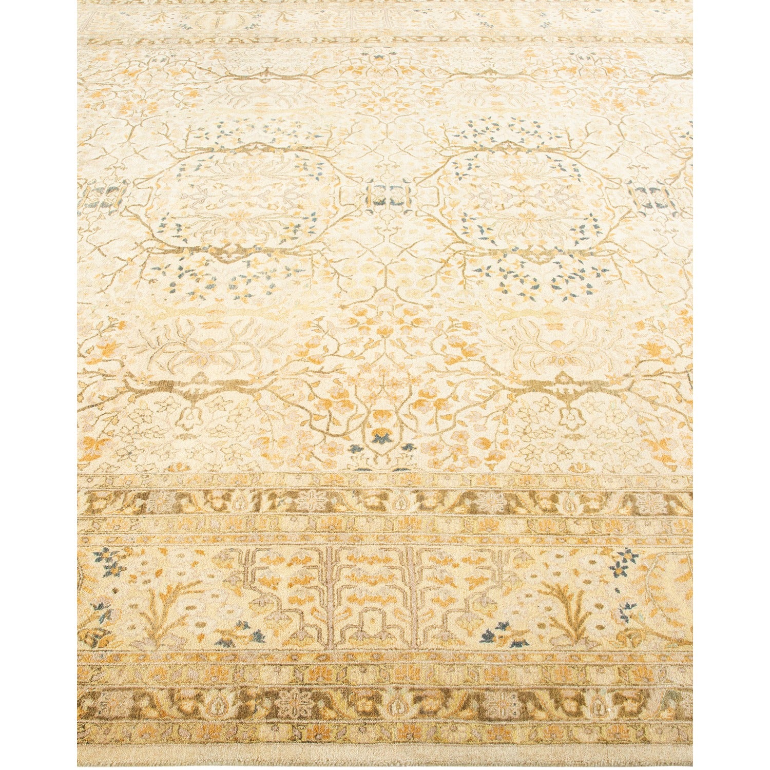 Exquisite traditional rug boasts intricate floral and geometric patterns.