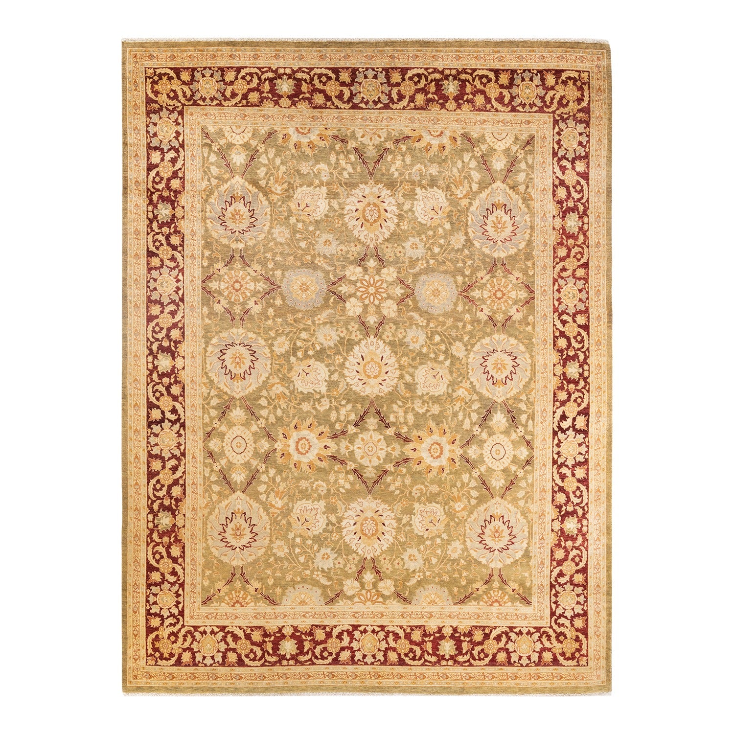 Exquisite rectangular area rug showcases intricate patterns and luxurious design.