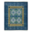 Exquisite ornate rug showcasing intricate blue and green floral patterns.