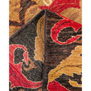 Intricate traditional carpet with folded edge showcases exquisite craftsmanship.