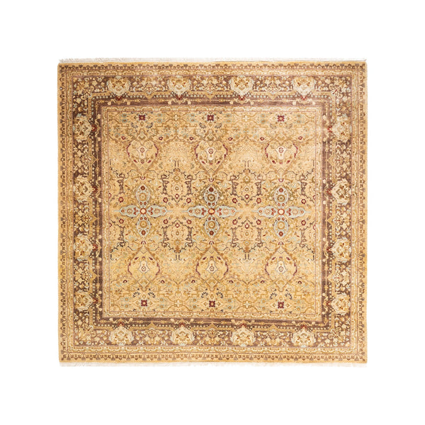 Exquisite hand-knotted rug with intricate motifs and rich warm tones.
