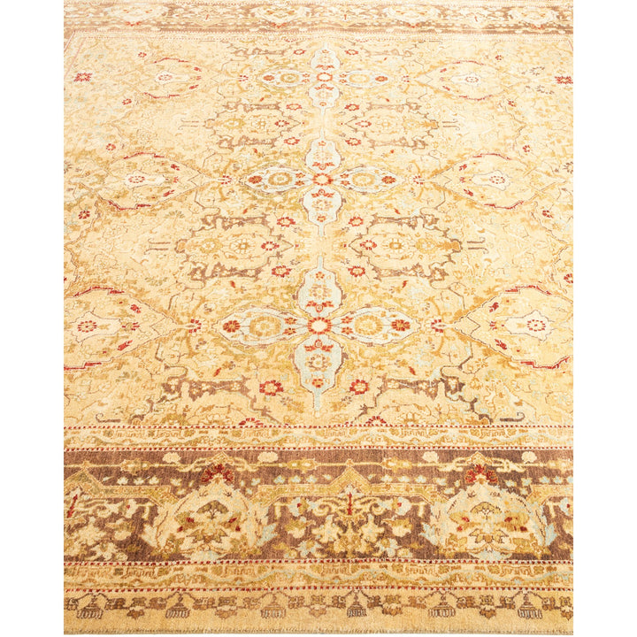 Exquisite handmade Persian-inspired rug with intricate motifs and muted colors.
