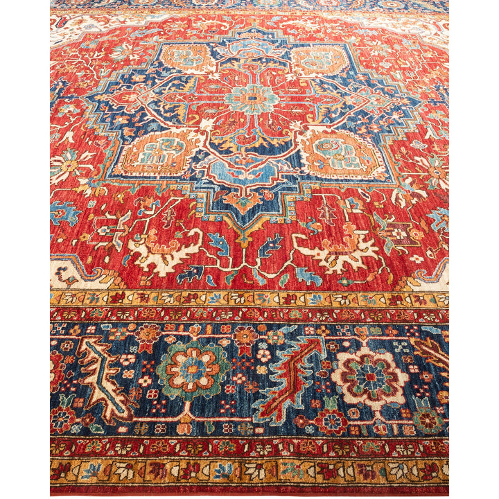 Exquisite vintage oriental rug showcases intricate patterns and vibrant colors.
