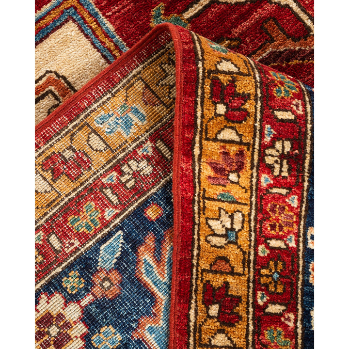 Exquisite Oriental rug exhibits intricate patterns and vibrant colors.