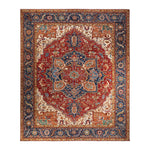 Ornate oriental rug showcasing intricate designs and rich color palette.
