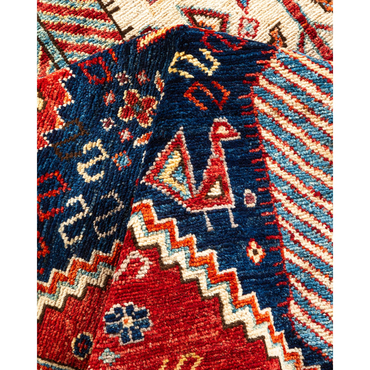 Exquisite hand-woven textile showcases vibrant colors and intricate patterns.