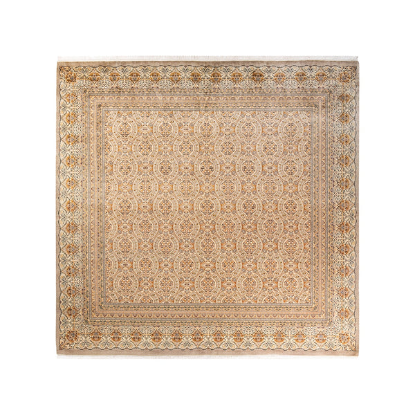 Exquisite oriental carpet showcases intricate geometric and floral patterns.