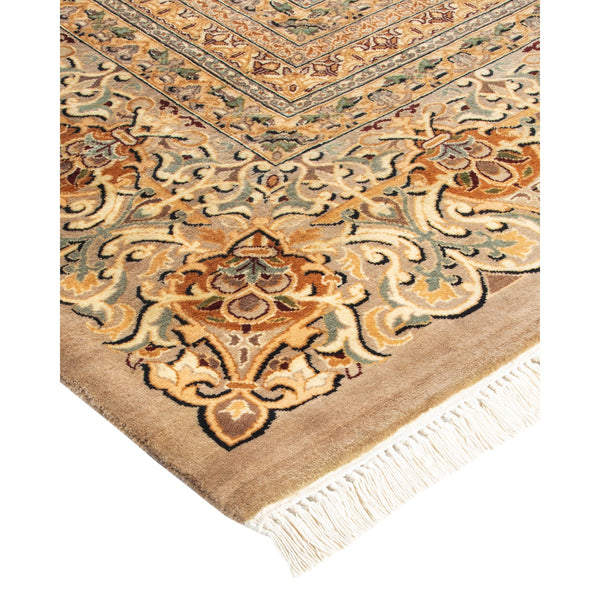 Intricate traditional rug featuring elaborate design with floral and geometric motifs.