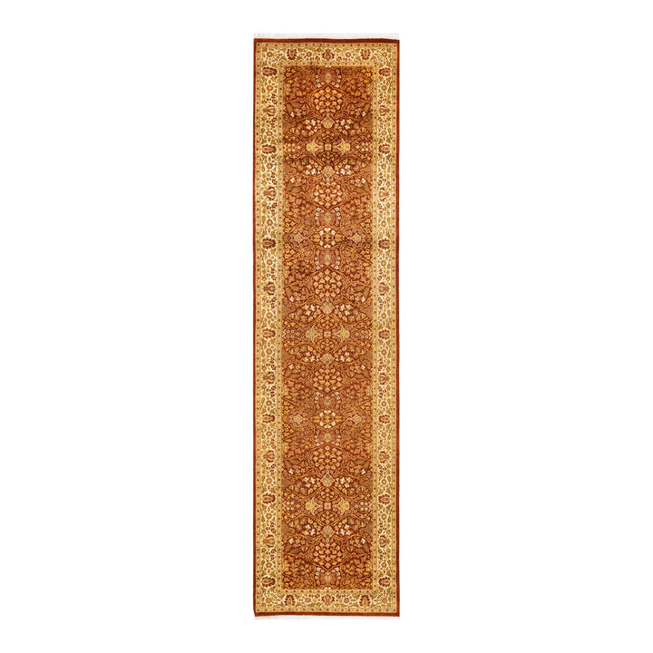 Exquisite Persian-style runner carpet with intricate floral motifs in rich red.