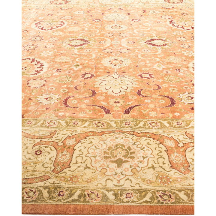 Exquisite Persian-inspired carpet showcases intricate floral design in warm hues.