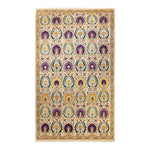 Vibrant, symmetrical oriental rug with intricate floral and geometric patterns.