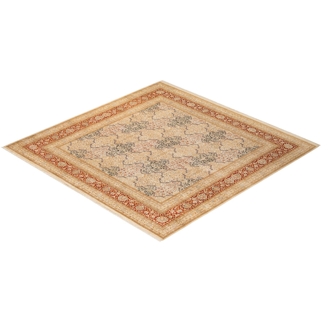 Exquisite Persian-inspired rectangular rug featuring intricate floral and vine motifs.