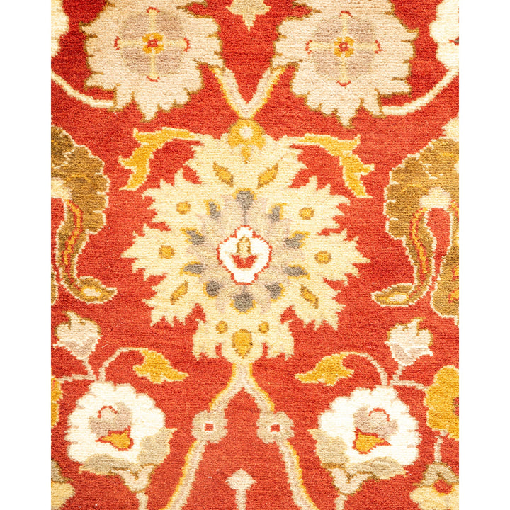 Exquisite symmetrical rug featuring ornate floral motifs in vibrant colors