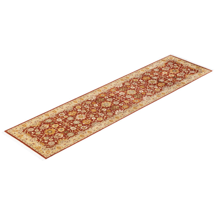 Intricate floral design carpet runner in traditional Persian style.
