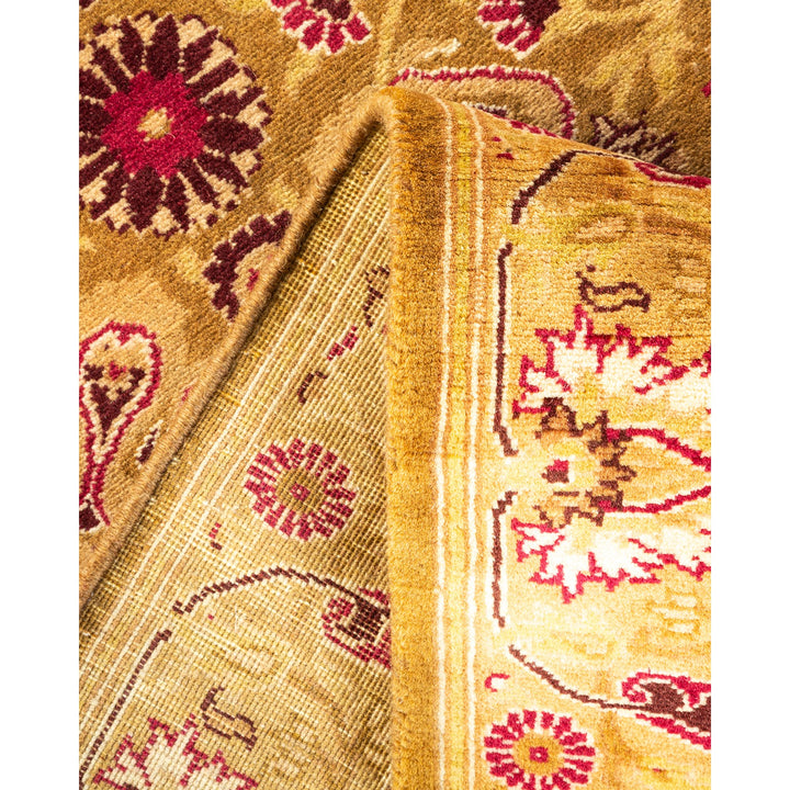 Close-up of a plush, floral-patterned carpet with vibrant colors.