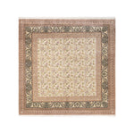 Exquisite square-shaped ornamental rug with intricate floral motifs and borders