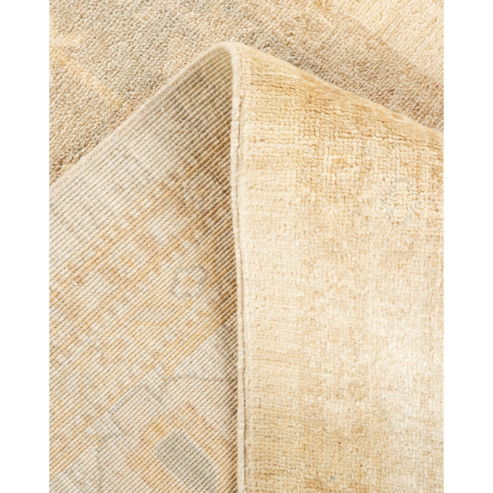 Contrasting textures of fine checkered and nubby beige fabrics.
