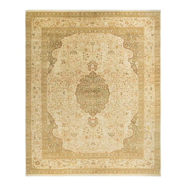 Exquisite oriental rug with intricate patterns and soft earthy tones.