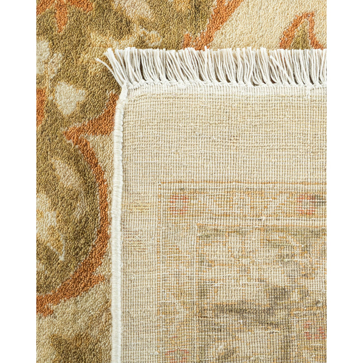 Close-up of a well-maintained woven fabric with uniform fringes.