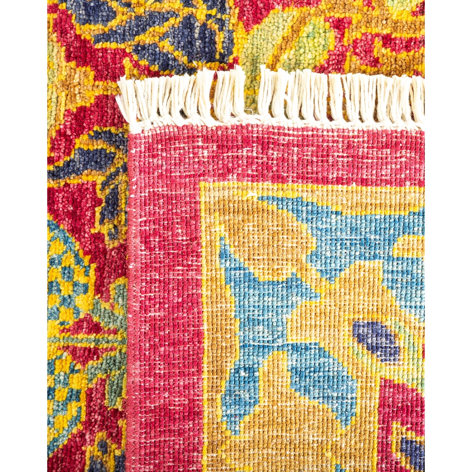 Vibrant floral tapestry with intricate details and colorful woven design