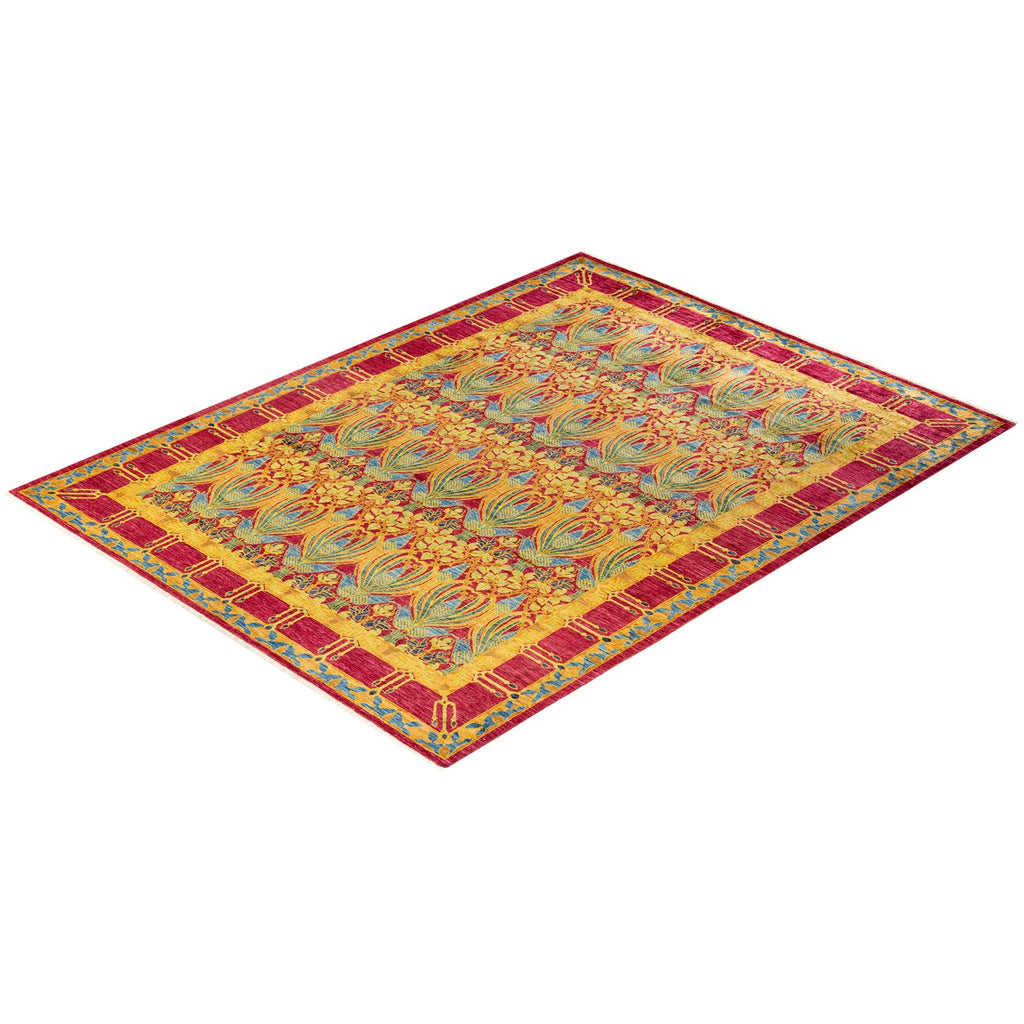 Exquisite rectangular carpet with intricate ornate design in vivid colors.