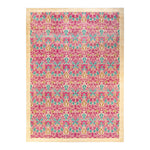 Ornate Persian-style rectangular rug with intricate floral and geometric patterns.