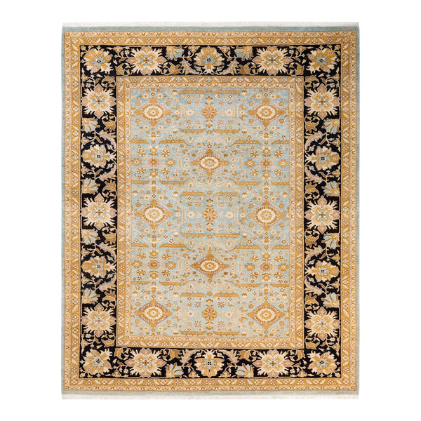 An exquisite Persian rug with intricate patterns and contrasting borders.
