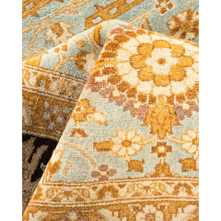 Exquisite handcrafted rug with intricate patterns and rich color palette.