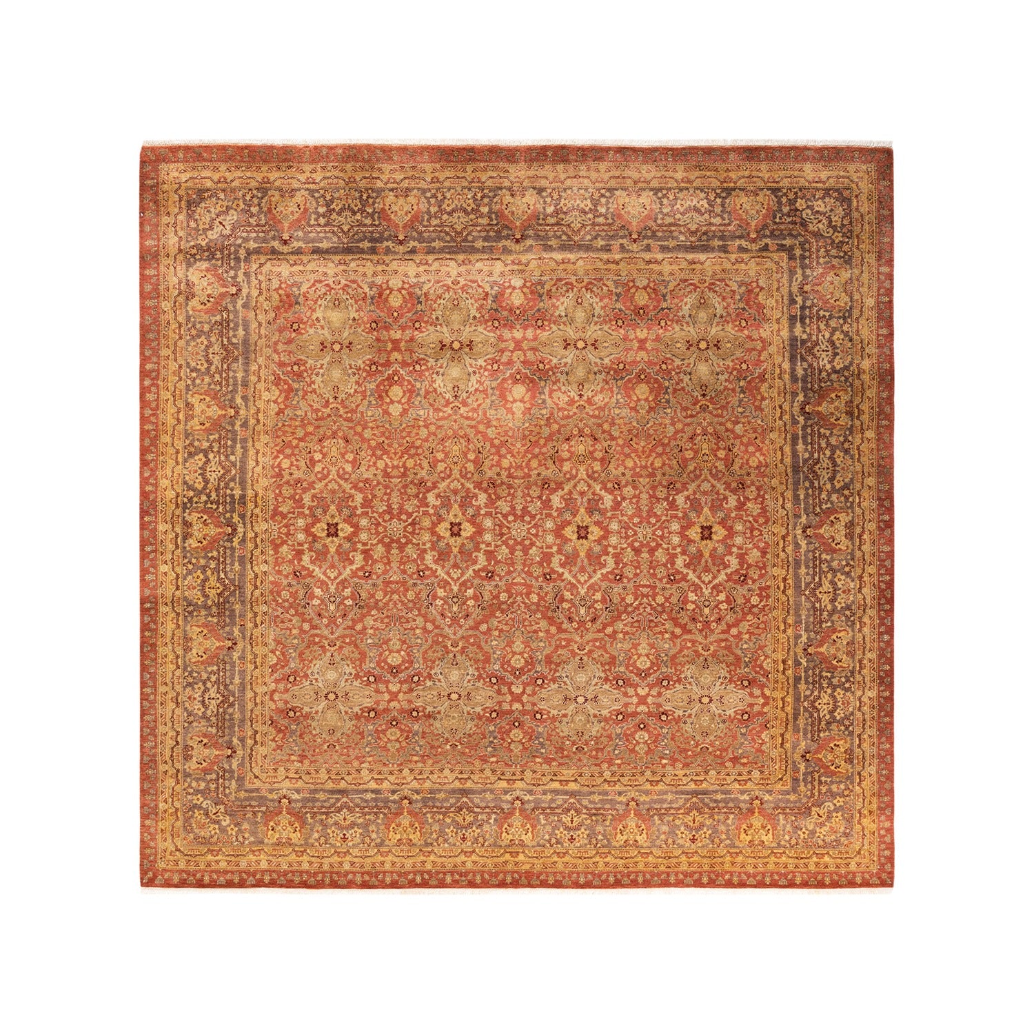 Exquisite handwoven rug with intricate traditional Persian-inspired designs in warm hues.