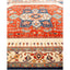 Vibrant and intricate traditional oriental rug with symmetrical geometric design.