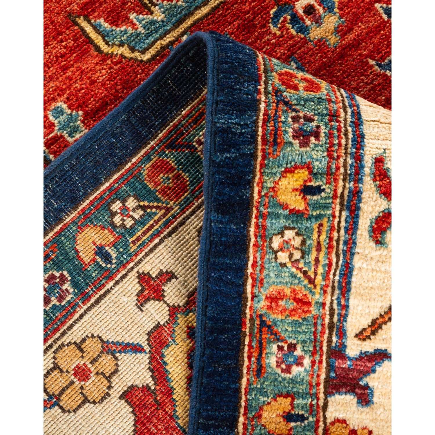 Vibrant and intricate Oriental rug showcases rich colors and patterns.