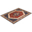 Vibrant Persian rug with intricate patterns adds cultural charm to room.