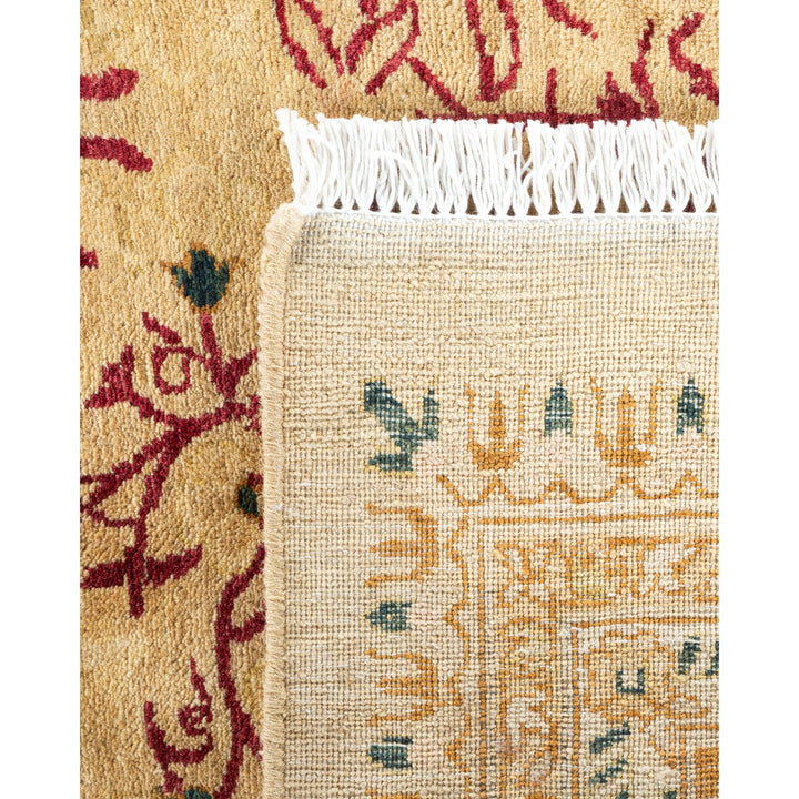 Close-up of two textile segments showcasing contrasting patterns and weaves.