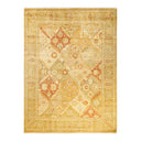 Exquisite, handwoven Persian-style rug with intricate geometric and floral motifs.