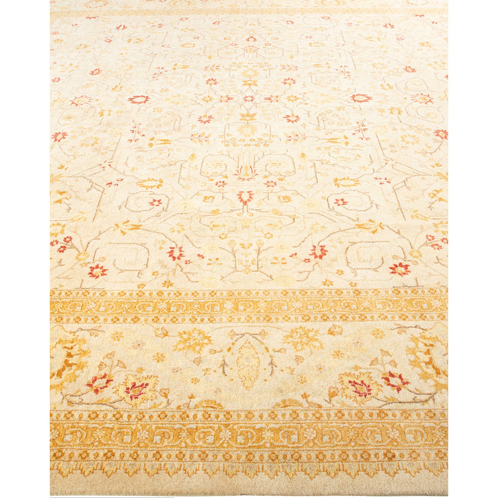 Exquisite Persian-style rug with ornate botanical motifs and symmetrical design