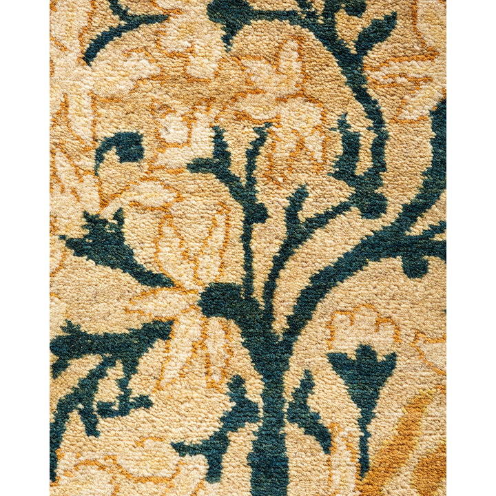 Close-up of a traditional floral patterned rug with soft pile