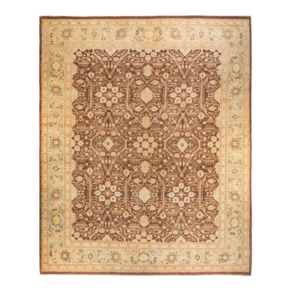 Exquisite hand-woven traditional rug with intricate floral and geometric patterns.