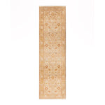 Exquisite handmade hallway rug with intricate geometric and floral motifs.