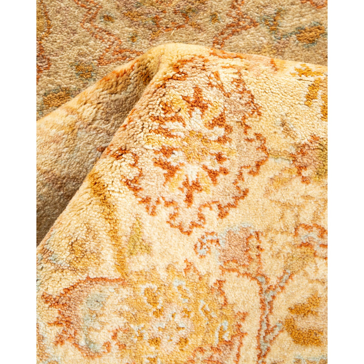 Close-up view of a plush, intricate textile with a floral design.