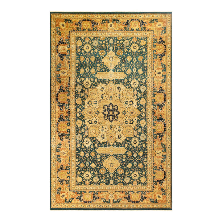 Ornate Oriental rug with intricate patterns showcasing rich traditional aesthetics.