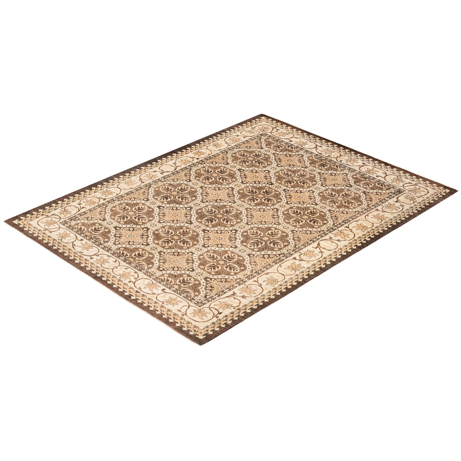 Traditional rectangular area rug with floral design and vintage aesthetic.