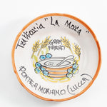 Hand-painted Italian ceramic plate with rustic design and inscriptions