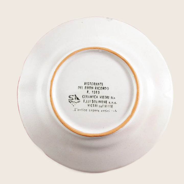 Collector's ceramic plate from Ristorante del Buon Ricordo, 1989.