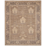 An elegant traditional area rug with symmetrical floral motifs.