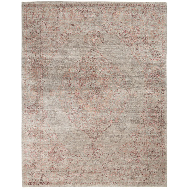 Vintage rectangular area rug with a subtle distressed Oriental design.
