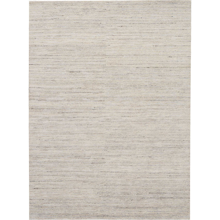 Close-up of a textured fabric with neutral colors and horizontal lines.